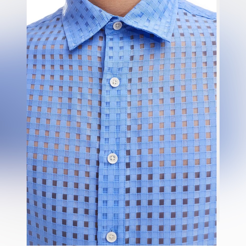 ASOS DESIGN short sleeve boxy oversized sheer gingham shirt - New Without Tags